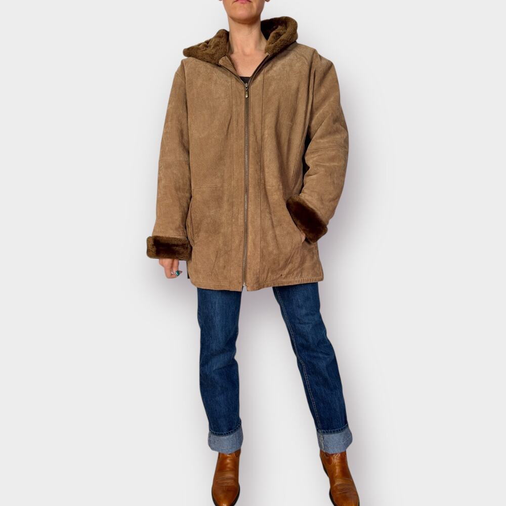 St. John's Bay Suede Faux Fur‎ lined Coat Size L